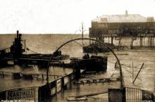 pier cut by barges